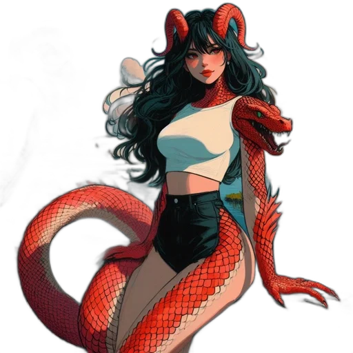dragon, creature, concept art, fantasy art, comic book art, pixel art, red, female transparent PNG cut-out