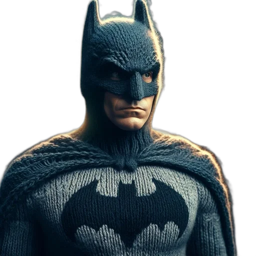 mask, face, comic book art, 3d render, concept art, photorealistic, knitted, batman transparent PNG cut-out