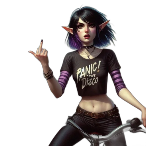 fantasy art, concept art, cyberpunk, comic book art, dark, woman, elf-like, ears transparent PNG cut-out