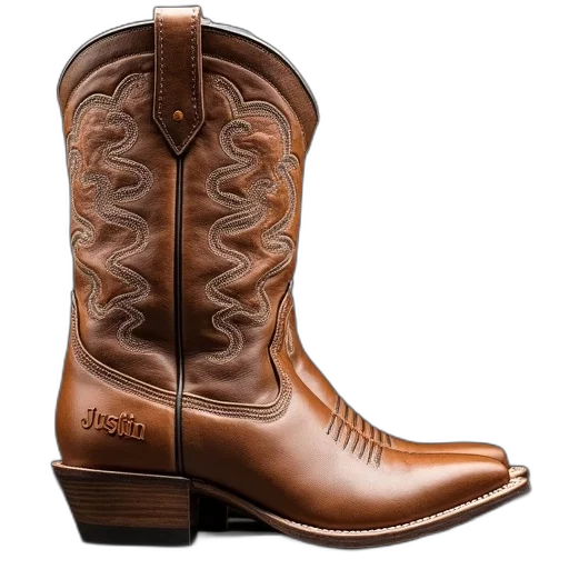 shoes, pair, brown, cowboy, boots, intricate, stitching, decorative transparent PNG cut-out