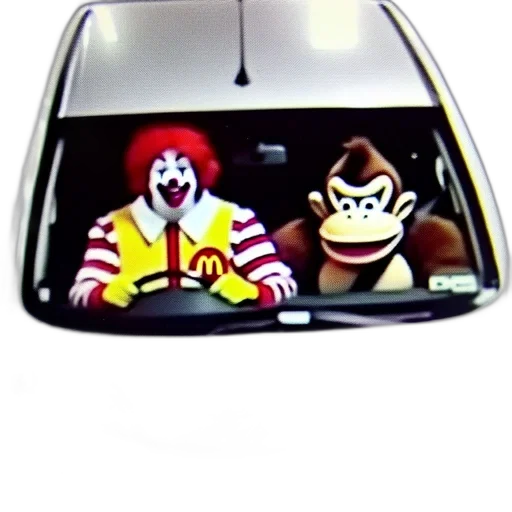 car, 3d render, silver, parked, parking, lot, ronald, mcdonald transparent PNG cut-out