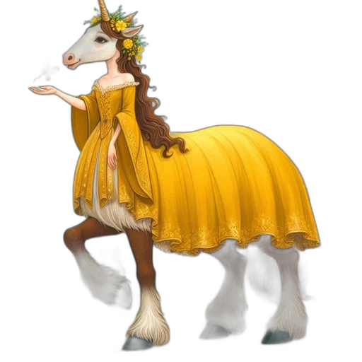 dress, animal, concept art, fantasy art, 3d render, pixel art, golden, magical transparent PNG cut-out