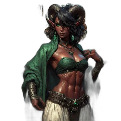 fantasy art, concept art, comic book art, pixel art, green, ethereal, figure, horns transparent PNG cut-out