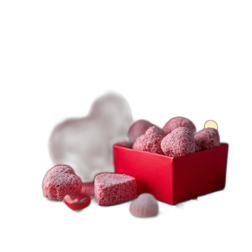 food, 3d render, photorealistic, red, valentine, candy, box transparent PNG cut-out