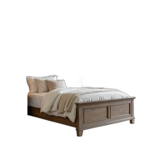 furniture, 3d render, photorealistic, earth tones, riverside, cottage, panel, bedroom transparent PNG cut-out
