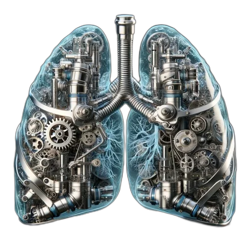 mask, photorealistic, concept art, elaborate, steampunk-like, design, lungs, composed transparent PNG cut-out