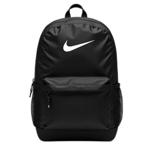 jacket, 3d render, black, backpack, white, logo, front, displayed transparent PNG cut-out