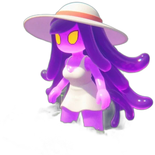 hat, creature, dress, staff, 3d render, concept art, vaporwave, fantasy art transparent PNG cut-out