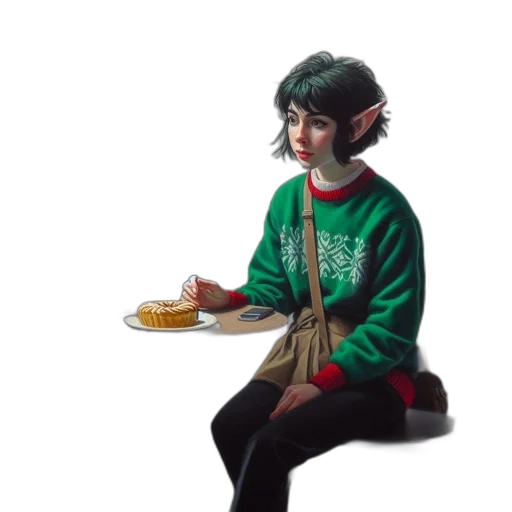 food, concept art, fantasy art, oil painting, photorealistic, snow, green, inside transparent PNG cut-out