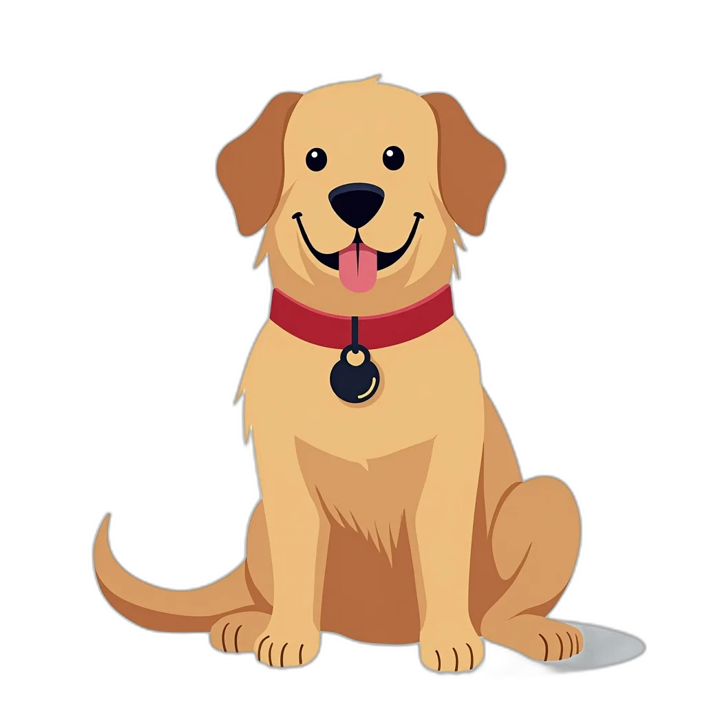staff, animal, cartoon, pixel art, concept art, photorealistic, golden, retriever transparent PNG cut-out