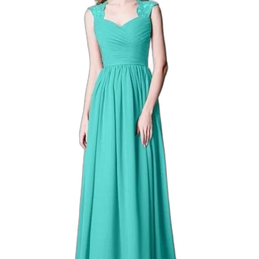 dress, green, blue, pastel, monochrome, woman, wearing, long transparent PNG cut-out