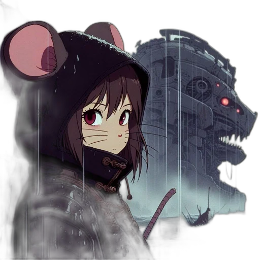 mask, robot, creature, weapon, anime, concept art, cyberpunk, pixel art transparent PNG cut-out