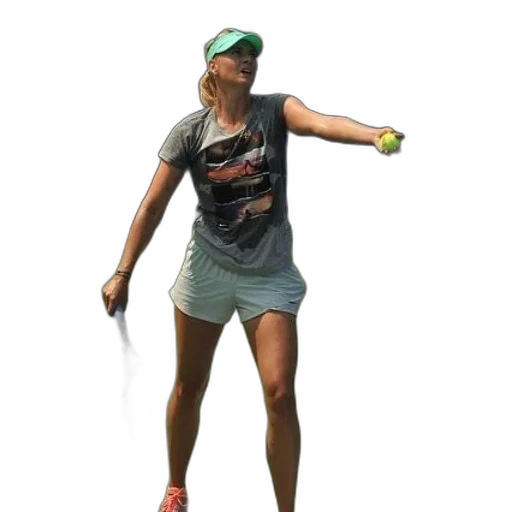 staff, female, tennis, player, grey, shirt, white, shorts transparent PNG cut-out