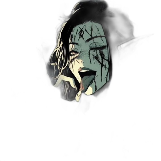 mask, face, creature, weapon, anime, comic book art, concept art, photorealistic transparent PNG cut-out