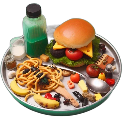 food, miniature, setting, includes, variety, foods, objects, arranged transparent PNG cut-out