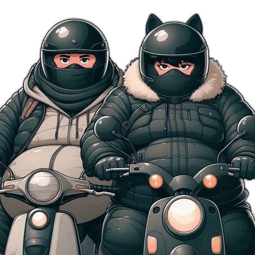 jacket, concept art, comic book art, cyberpunk, pixel art, two, masked, characters transparent PNG cut-out