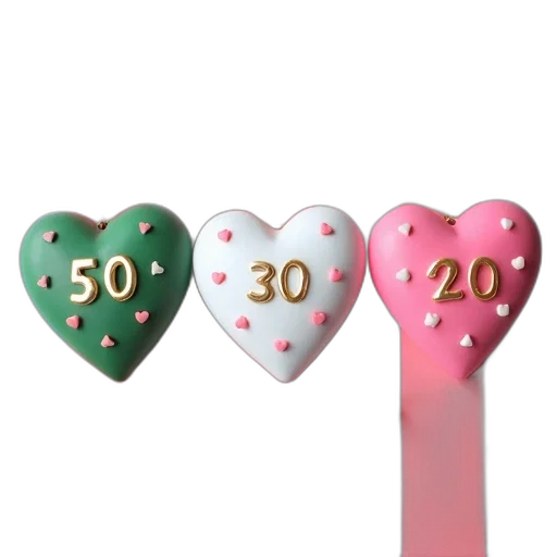 jewelry, 3d render, pastel, three, heart-shaped, ornaments, displayed, pink transparent PNG cut-out