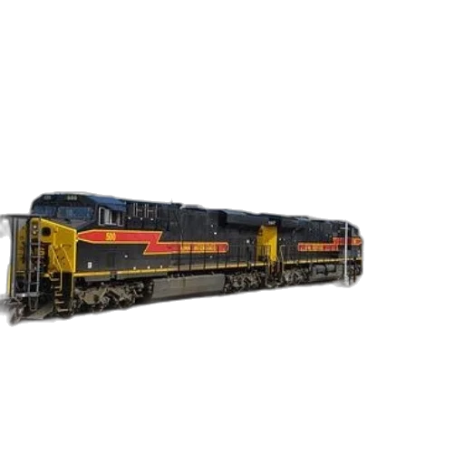3d render, black, yellow, train, number, 500, sits, tracks transparent PNG cut-out