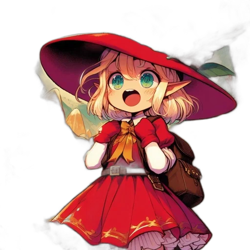 hat, staff, umbrella, weapon, pixel art, concept art, anime, fantasy art transparent PNG cut-out