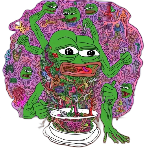 food, creature, face, mask, vaporwave, concept art, elaborate, drawing transparent PNG cut-out