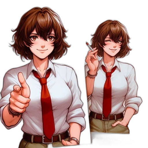 staff, face, weapon, jacket, anime, pixel art, concept art, cartoon transparent PNG cut-out