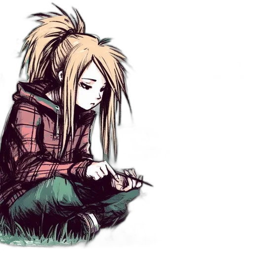 hair, anime, comic book art, cartoon, concept art, young, girl, spiky transparent PNG cut-out