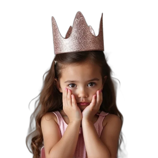 crown, hat, jewelry, face, photorealistic, girl, making, her transparent PNG cut-out