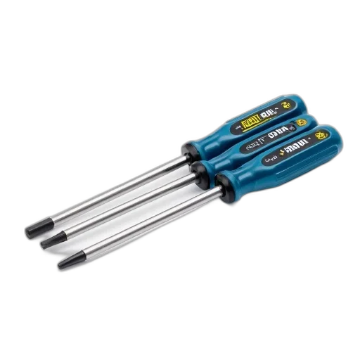 weapon, staff, set, silver, screwdrivers, blue, plastic, handle transparent PNG cut-out