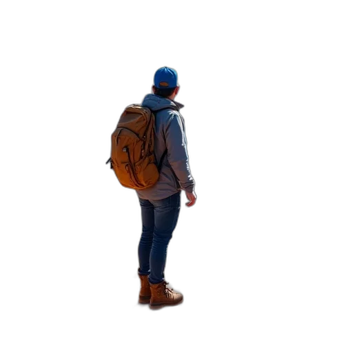 jacket, hat, staff, robot, 3d render, photorealistic, concept art, pixel art transparent PNG cut-out