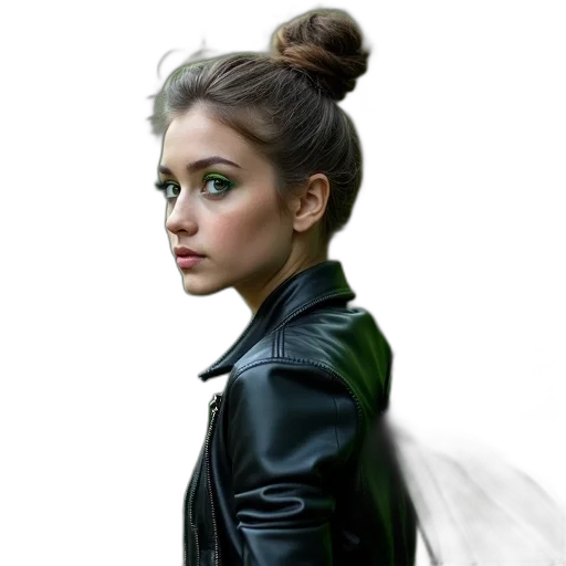 jacket, face, hair, dress, photorealistic, cartoon, fantasy art, concept art transparent PNG cut-out