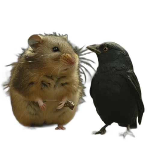 animal, food, creature, photorealistic, concept art, 3d render, hamster, crow transparent PNG cut-out