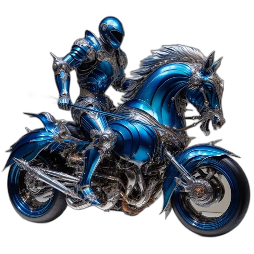dragon, concept art, fantasy art, 3d render, comic book art, blue, silver, motorcycle transparent PNG cut-out