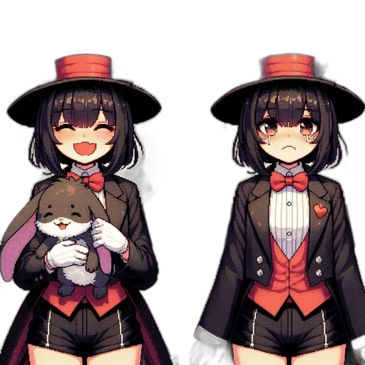 hat, staff, mask, animal, pixel art, anime, concept art, cartoon transparent PNG cut-out