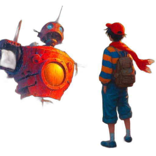mask, jacket, robot, creature, concept art, 3d render, fantasy art, pixel art transparent PNG cut-out