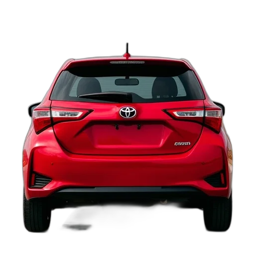 car, rear, end, red, toyota, yaris, hatchback transparent PNG cut-out