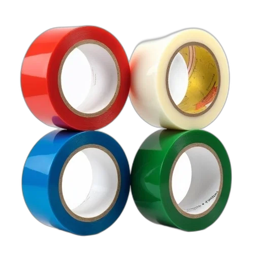 jewelry, 3d render, set, four, rolls, tape, displayed, against transparent PNG cut-out