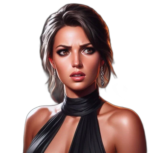 face, jewelry, dress, photorealistic, comic book art, fantasy art, oil painting, striking transparent PNG cut-out