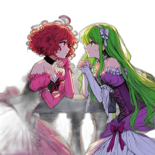 crown, dress, concept art, anime, watercolor, pixel art, fire, green transparent PNG cut-out