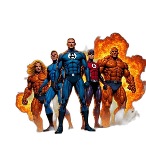 comic book art, concept art, fantastic, four, comic, book, cover, steve transparent PNG cut-out