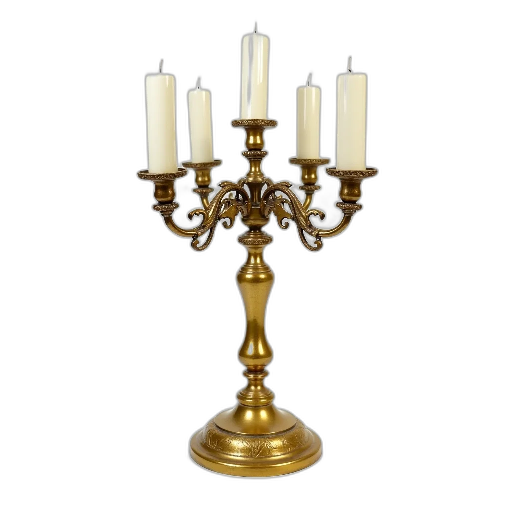 crown, jewelry, staff, furniture, 3d render, golden, brass, candlestick transparent PNG cut-out