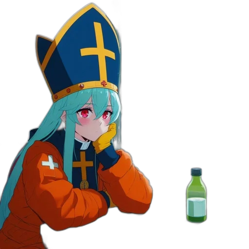 bottle, sword, weapon, crown, anime, pixel art, 3d render, concept art transparent PNG cut-out