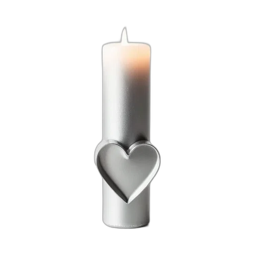 jewelry, 3d render, sleek, modern, silver, candle, heart-shaped, emblem transparent PNG cut-out