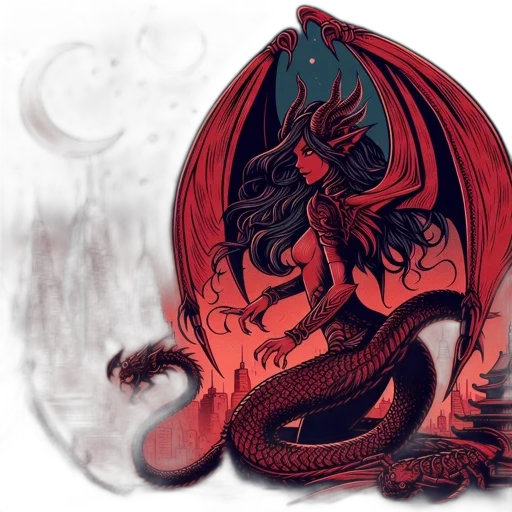 dragon, fantasy art, concept art, pixel art, watercolor, fire, red, dark transparent PNG cut-out