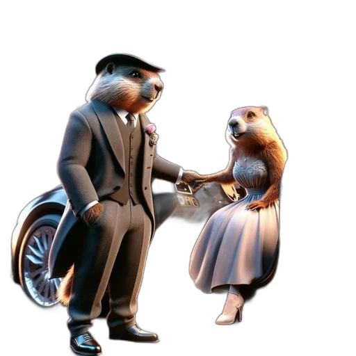 car, animal, dress, concept art, 3d render, photorealistic, comic book art, city street transparent PNG cut-out