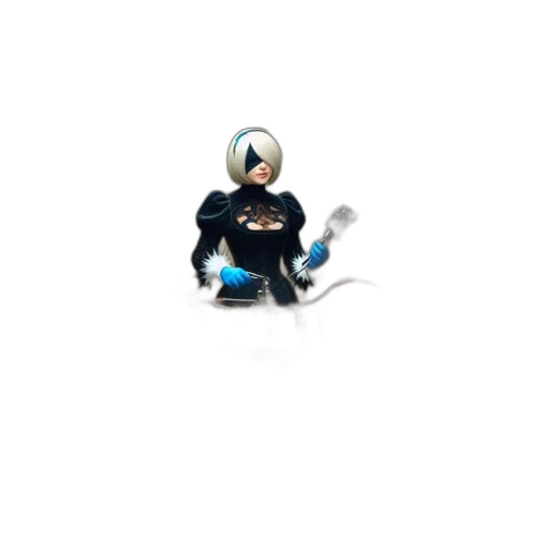 robot, staff, jewelry, mask, 3d render, concept art, pixel art, comic book art transparent PNG cut-out