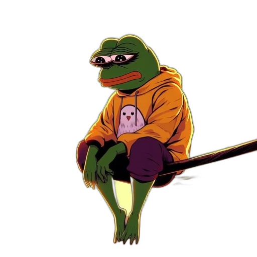 jacket, staff, concept art, anthropomorphic, frog, wears, yellow, hoodie transparent PNG cut-out