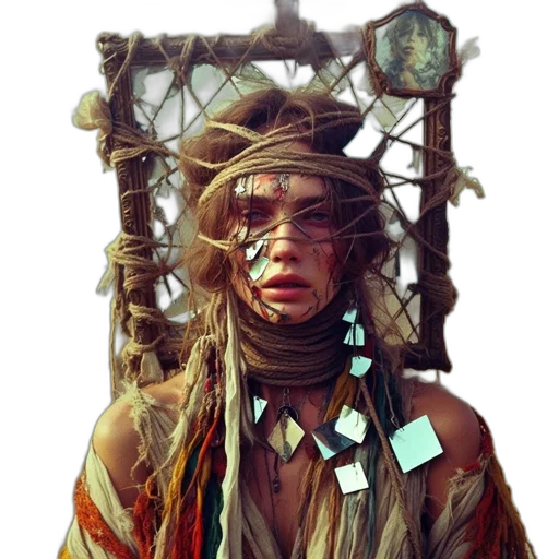 staff, face, mask, jewelry, fantasy art, concept art, photorealistic, oil painting transparent PNG cut-out