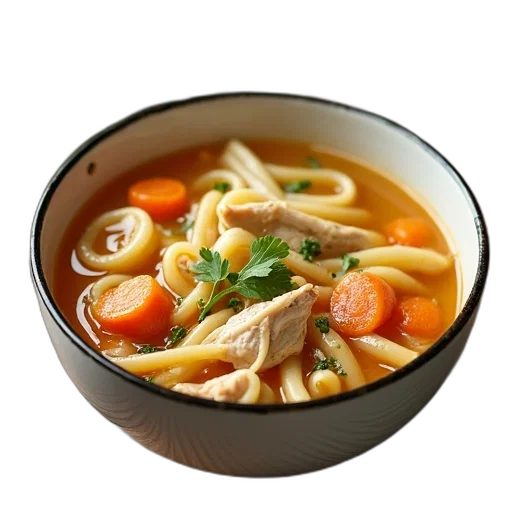 food, animal, 3d render, photorealistic, bowl, chicken, noodle, soup transparent PNG cut-out