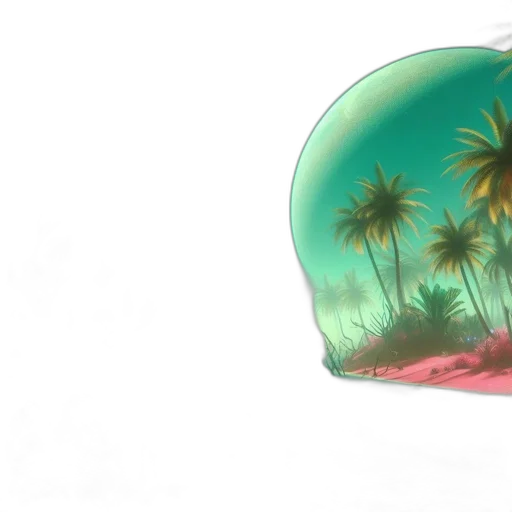 hat, umbrella, crown, vaporwave, 3d render, concept art, photorealistic, beach transparent PNG cut-out