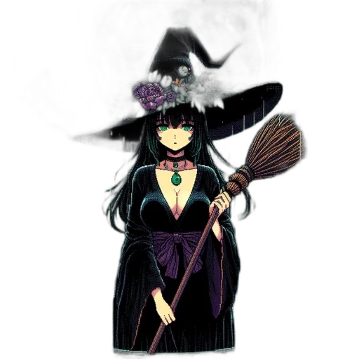 staff, hat, dress, mask, fantasy art, concept art, pixel art, anime transparent PNG cut-out